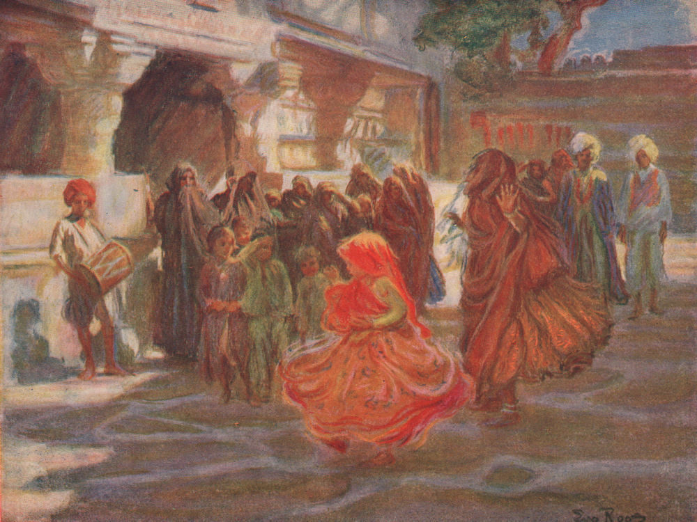 'An Indian wedding party' by Eva Roos. India 1913 old antique print picture